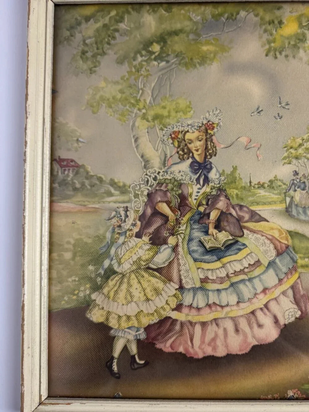 Vintage Victorian Art Print  Lithography Lady Woman Girl